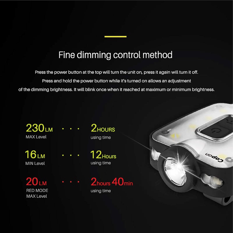 Claymore Capon 40B Red Clip-On Cap Light â€“ USB-C Rechargeable 230LM LED Headlamp | 3 Light Modes 180Â° Adjustable Beam IP54 Water Resistant Up to 12 Hrs Runtime for Camping, Running, Outdoor - Image 5